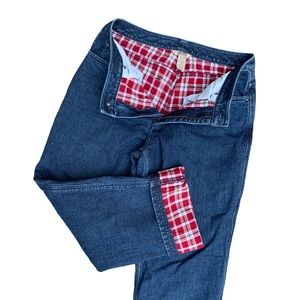 DULUTH Flannel Lined Jeans Women’s size 10 Red White Plaid Pant size 10